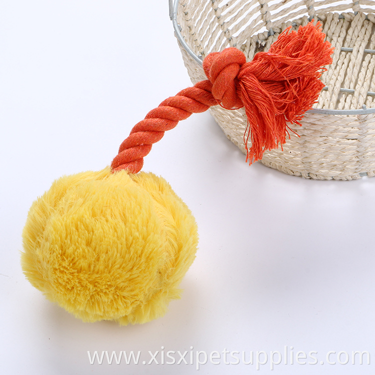 different color plush ball with rope interactive toy for dog